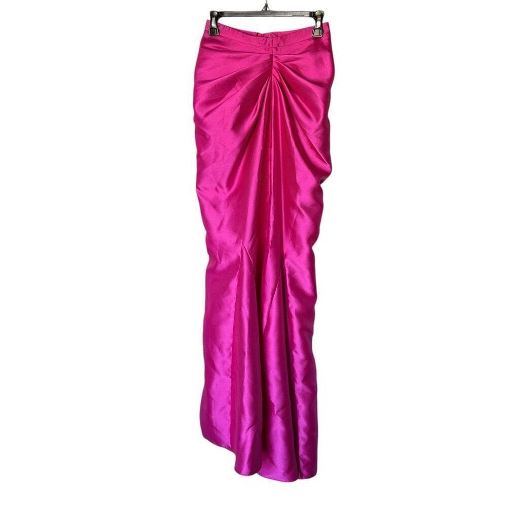 Belle Badgley Mischka Magenta Pink Maxi Skirt Front Ruched Detail Size 2 NWT